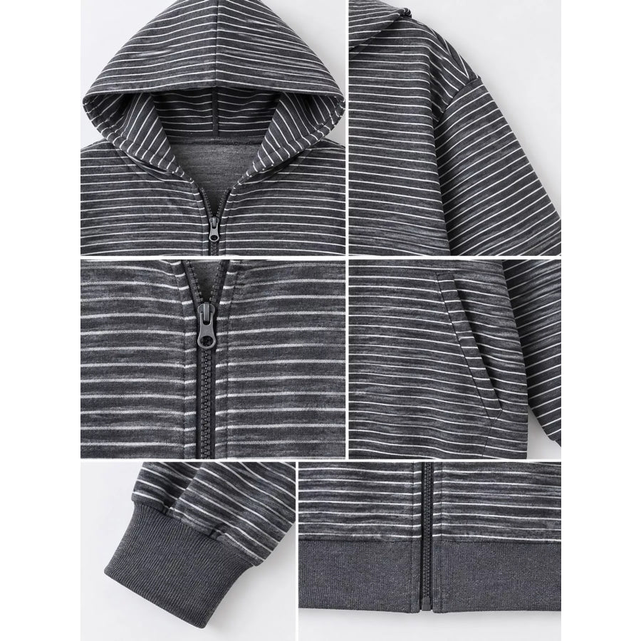 Striped Zip-Up Hoodie Apparel and Accessories