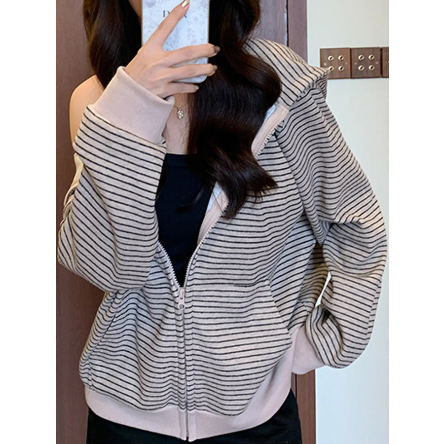 Striped Zip-Up Hoodie Apparel and Accessories