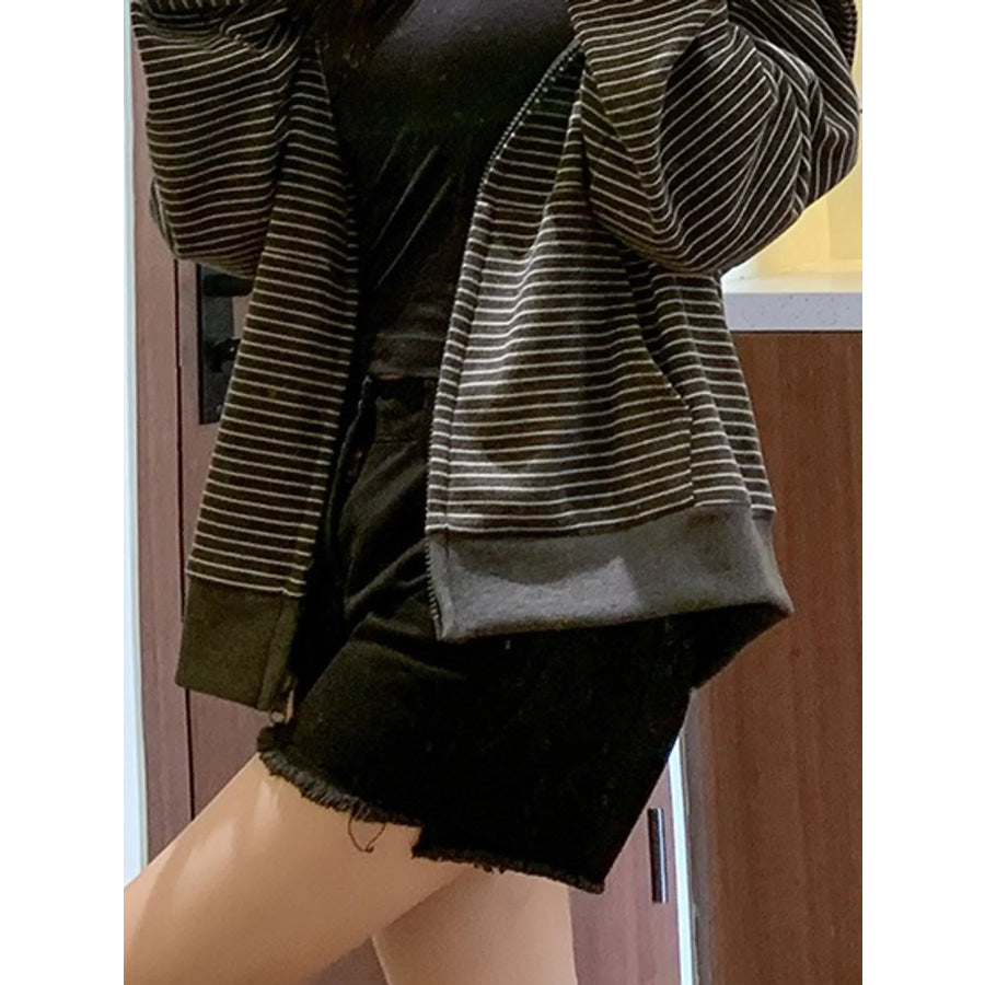 Striped Zip-Up Hoodie Apparel and Accessories