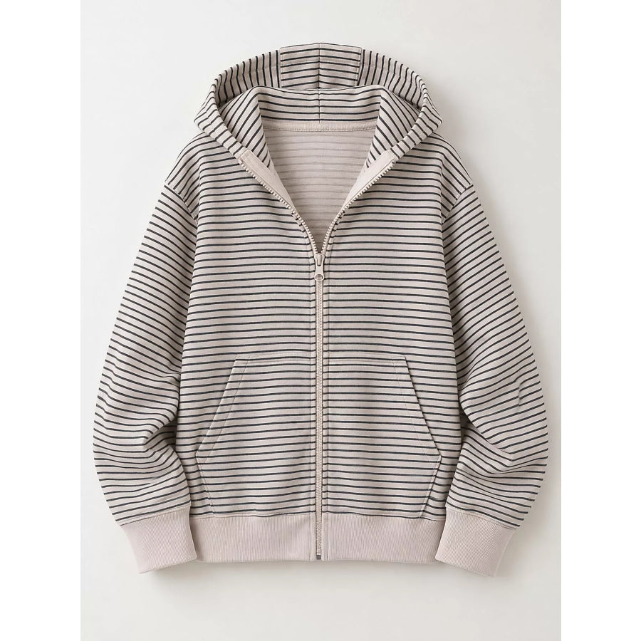 Striped Zip-Up Hoodie Apparel and Accessories