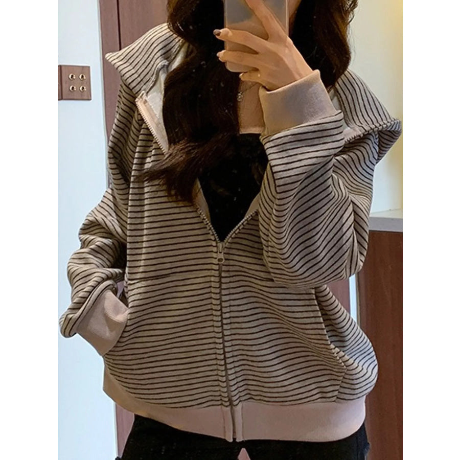 Striped Zip-Up Hoodie Apparel and Accessories