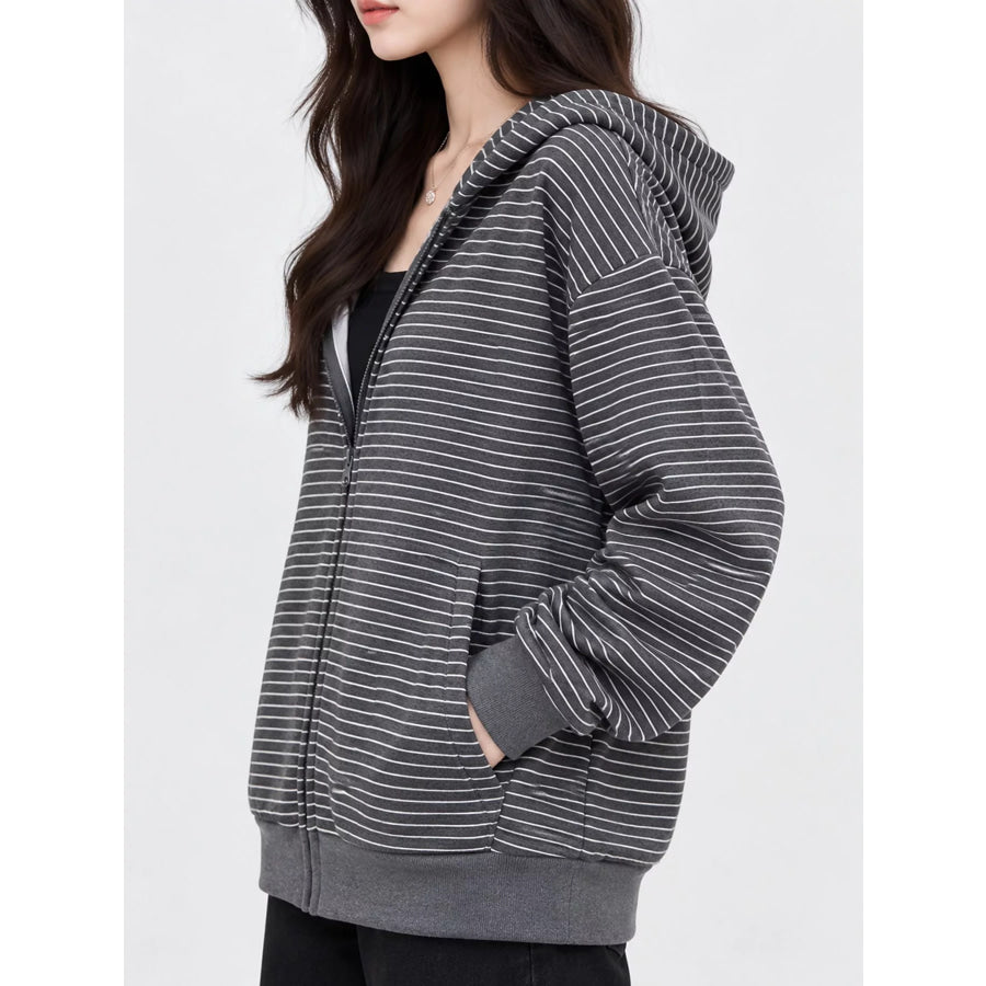 Striped Zip-Up Hoodie Apparel and Accessories