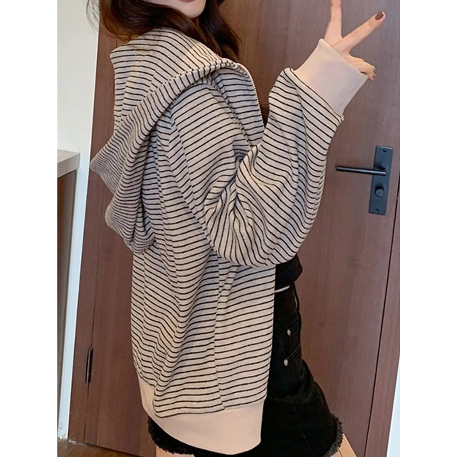 Striped Zip-Up Hoodie Apparel and Accessories