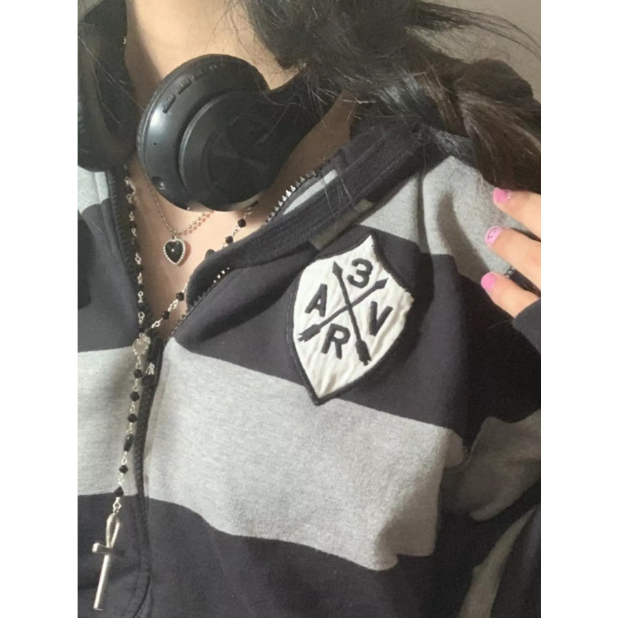 Striped Zip-Up Hoodie Apparel and Accessories