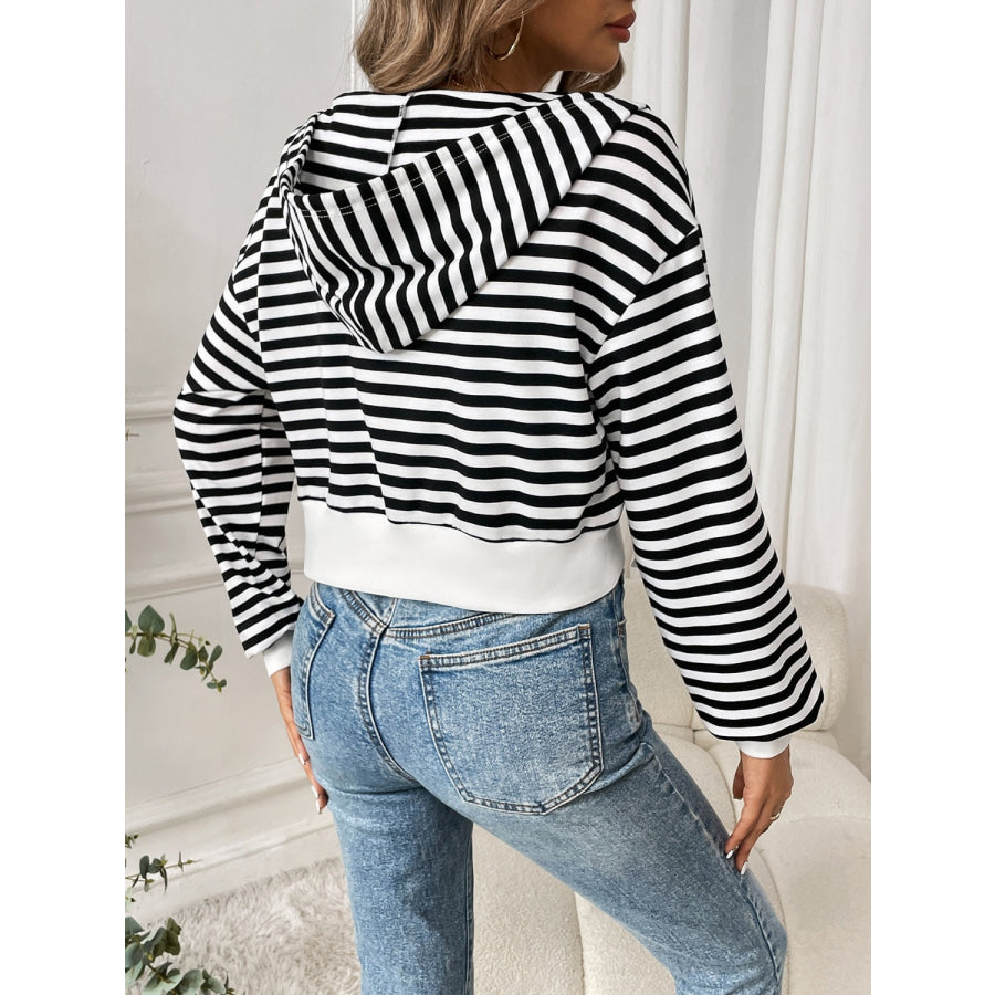 Striped Zip Up Long Sleeve Jacket Apparel and Accessories