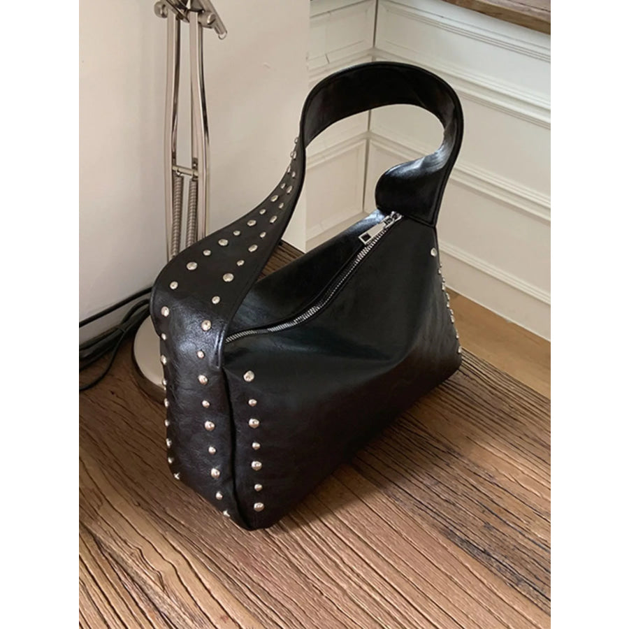 Studded Accent Shoulder Bag Black / ONESIZE Apparel and Accessories