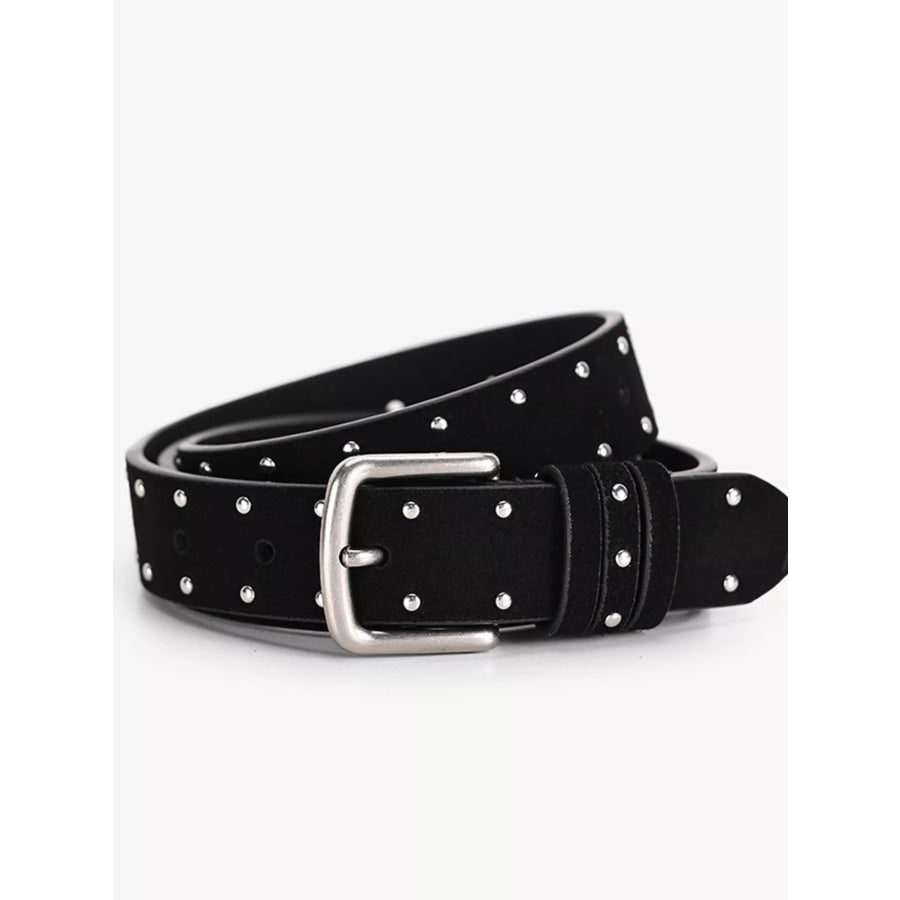 Studded Adjustable Buckle Belt Black / ONESIZE Apparel and Accessories