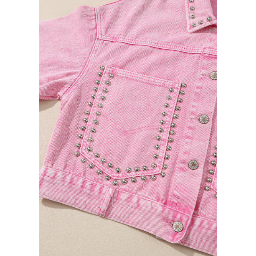 Studded Button Up Denim Jacket Apparel and Accessories