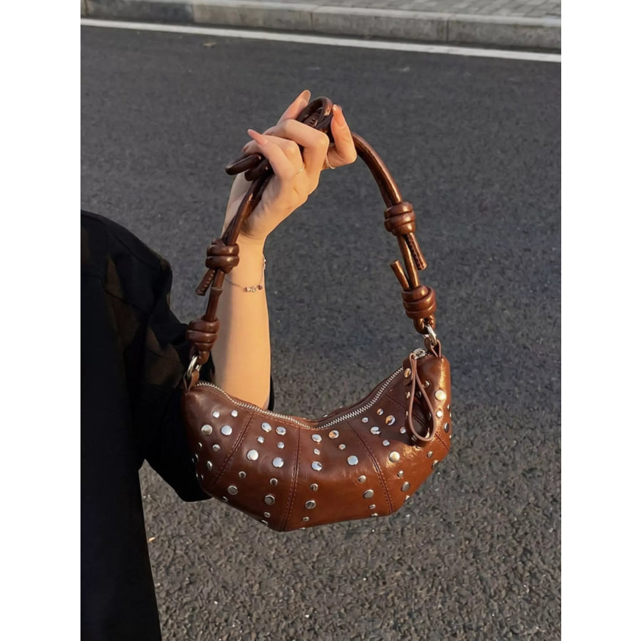 Studded Crescent Shoulder Bag Apparel and Accessories