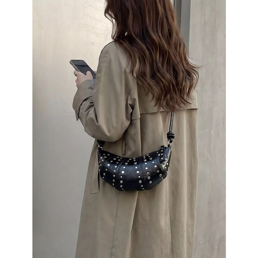Studded Crescent Shoulder Bag Apparel and Accessories