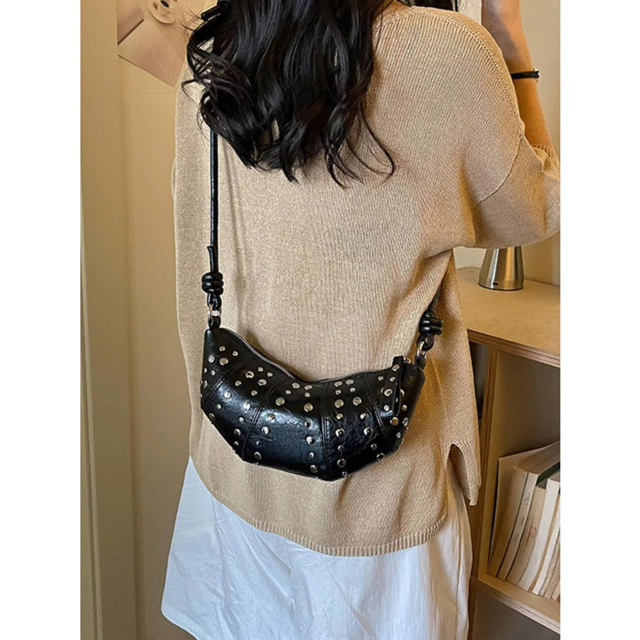 Studded Crescent Shoulder Bag Apparel and Accessories