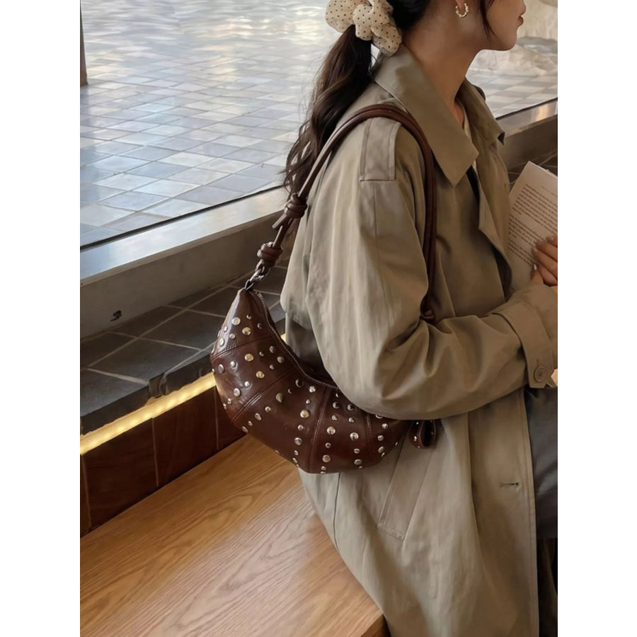 Studded Crescent Shoulder Bag Apparel and Accessories