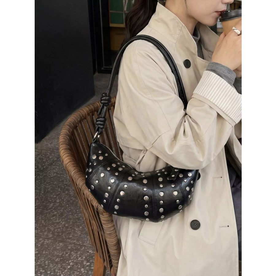 Studded Crescent Shoulder Bag Apparel and Accessories