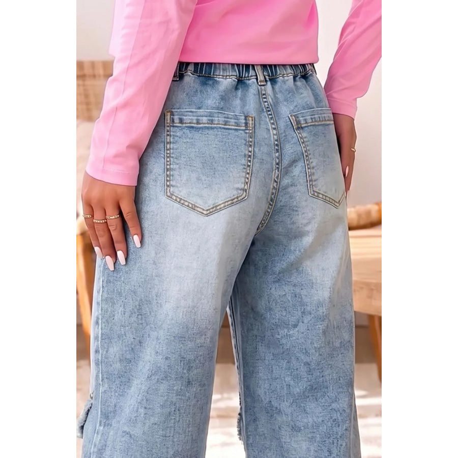Studded Detail Wide-Leg Jeans Apparel and Accessories