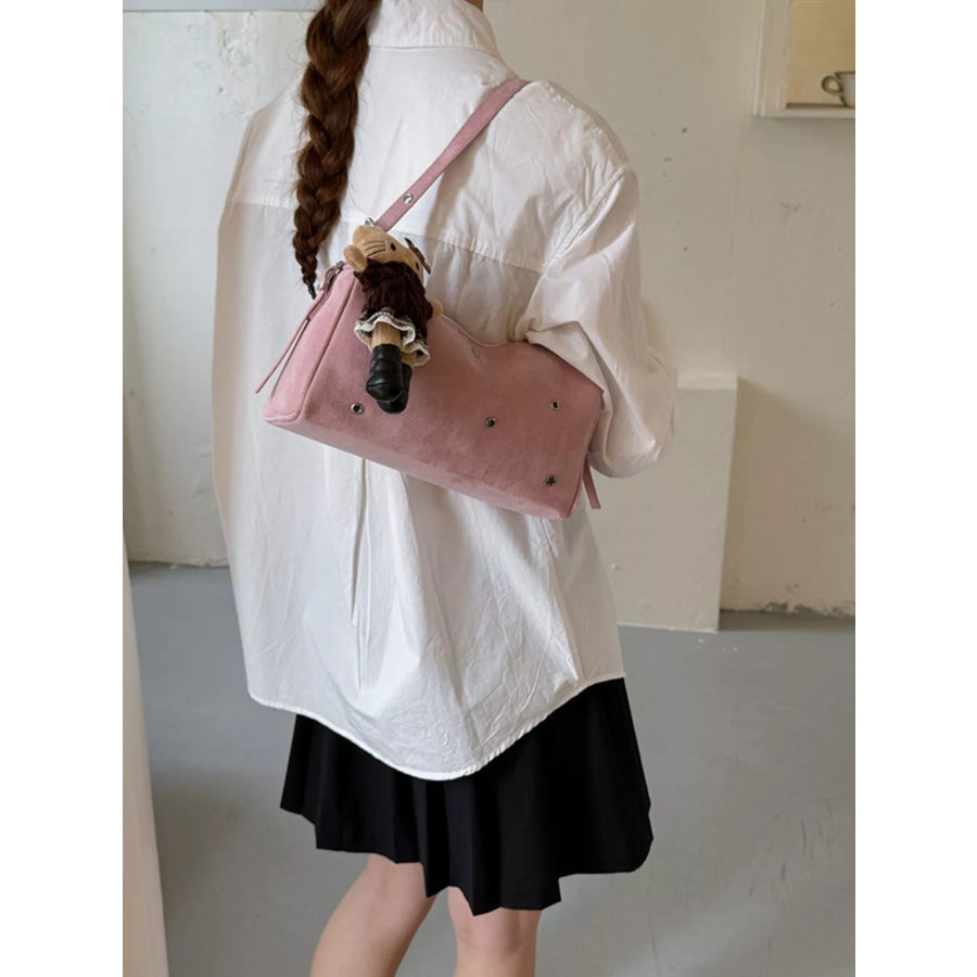 Studded Embellished Shoulder Bag Pink / One Size Apparel and Accessories