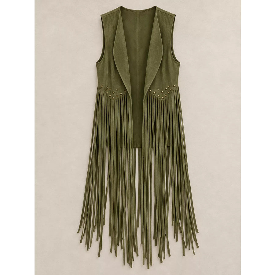 Studded Fringe Vest Coat Apparel and Accessories