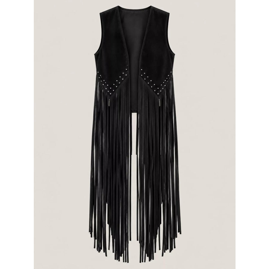 Studded Fringe Vest Coat Apparel and Accessories