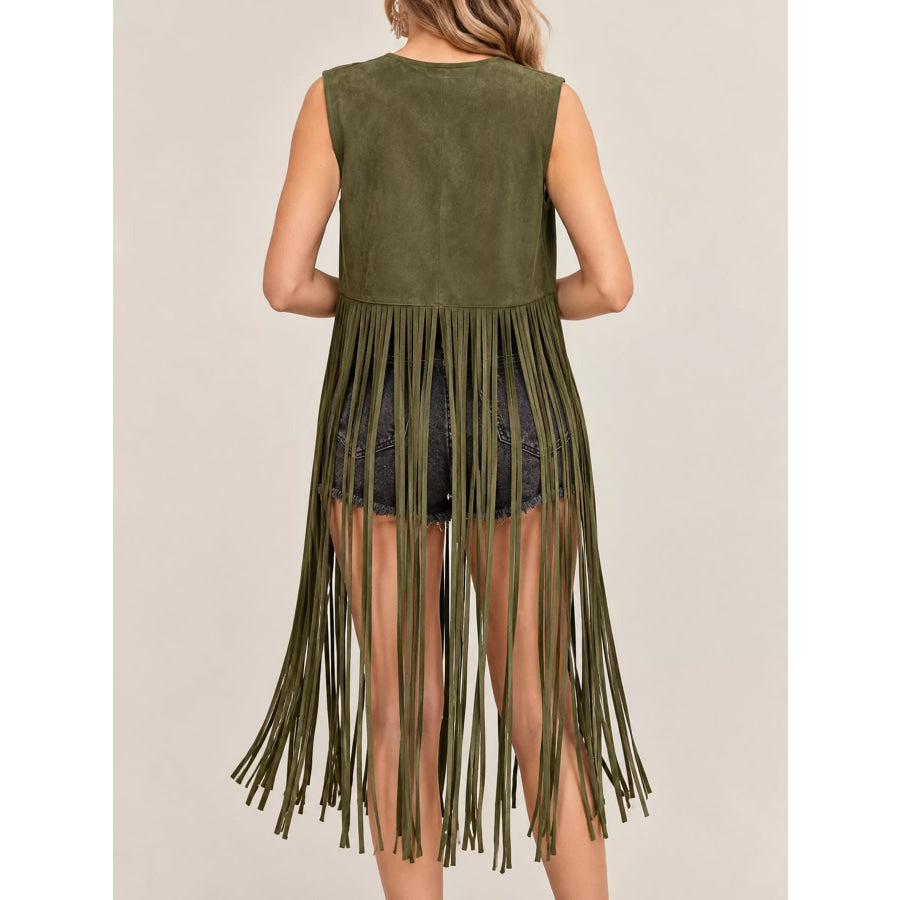Studded Fringe Vest Coat Apparel and Accessories