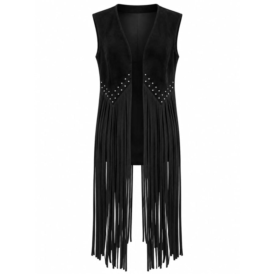Studded Fringe Vest Coat Apparel and Accessories