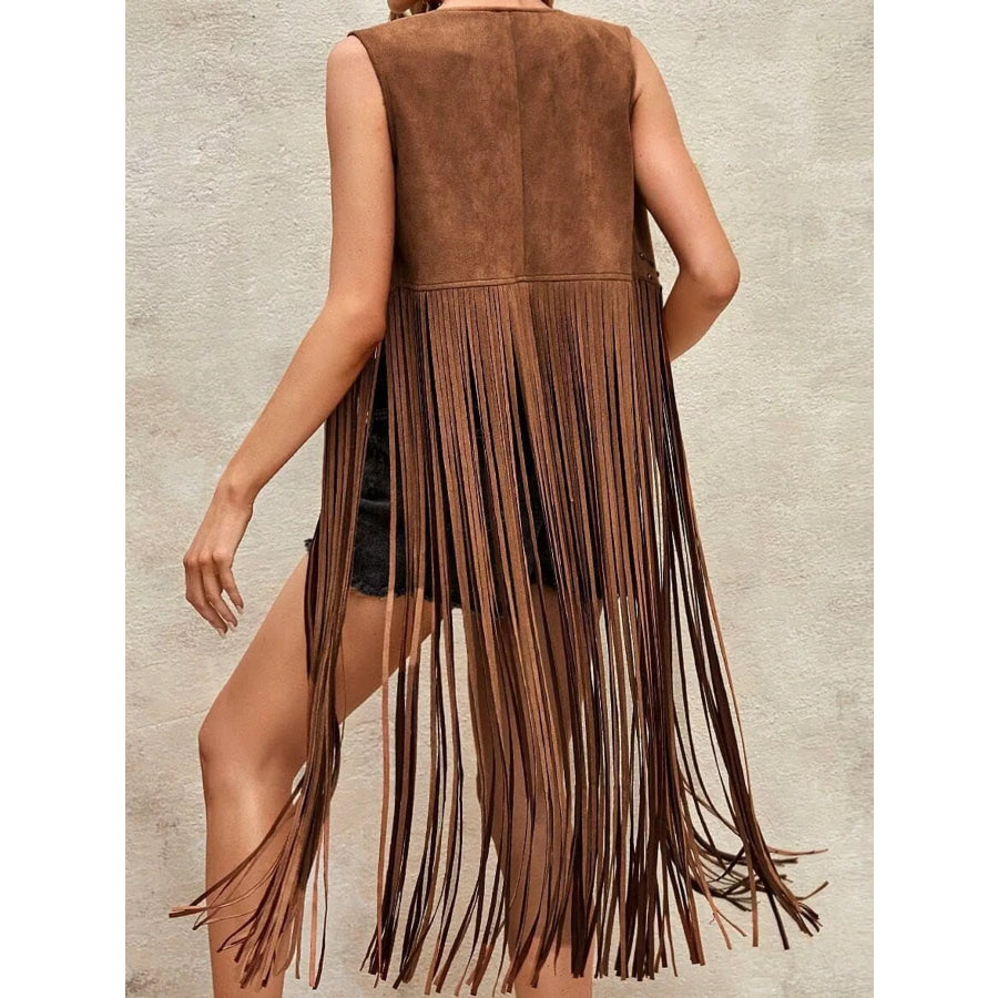 Studded Fringe Vest Coat Apparel and Accessories