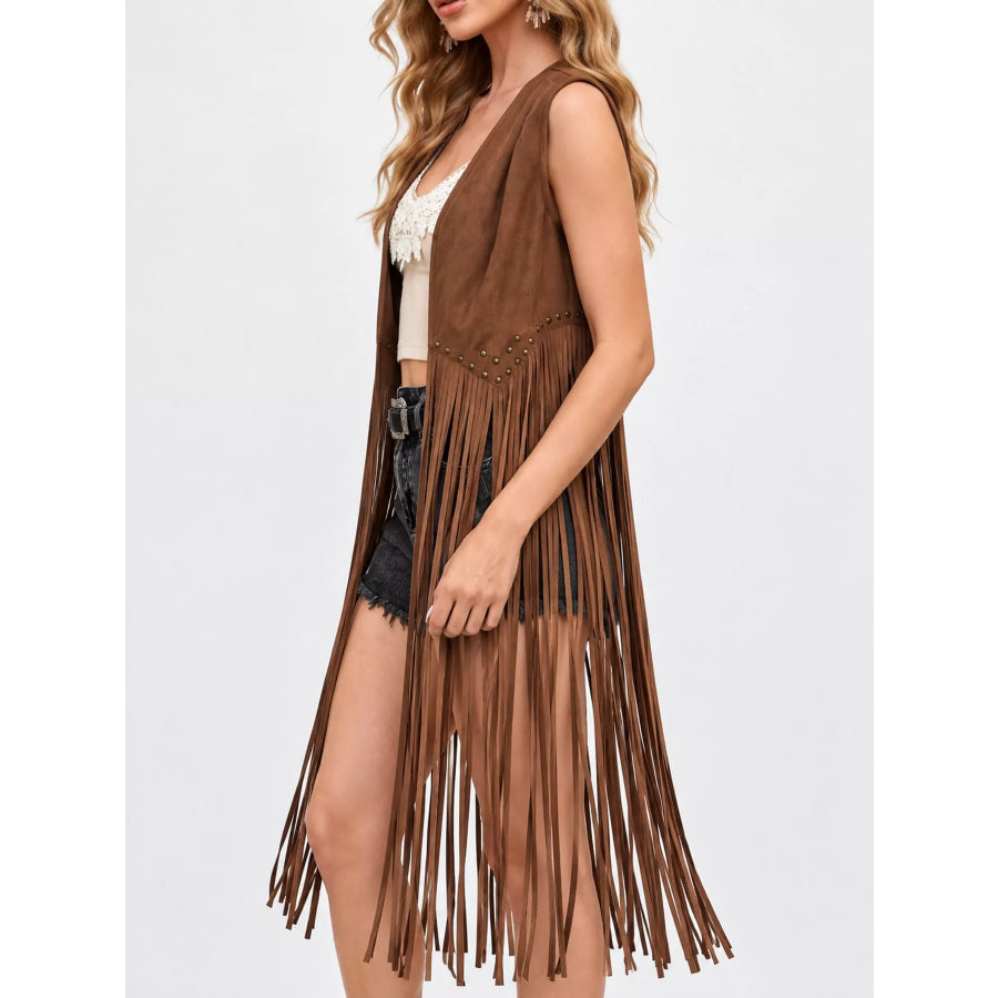 Studded Fringe Vest Coat Apparel and Accessories