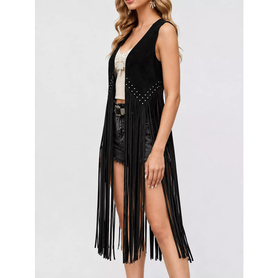 Studded Fringe Vest Coat Apparel and Accessories