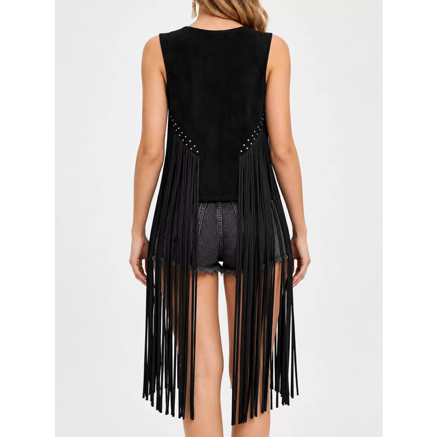 Studded Fringe Vest Coat Apparel and Accessories