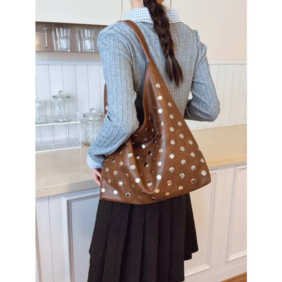 Studded Hobo Shoulder Bag Apparel and Accessories