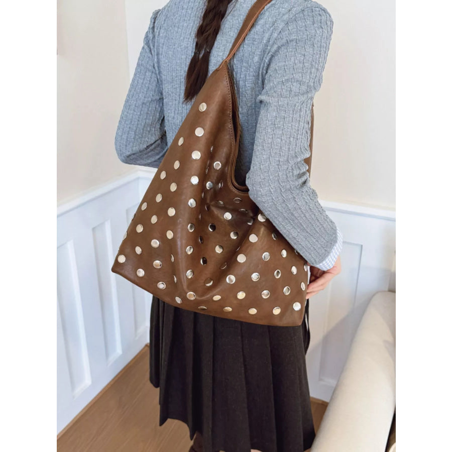 Studded Hobo Shoulder Bag Apparel and Accessories