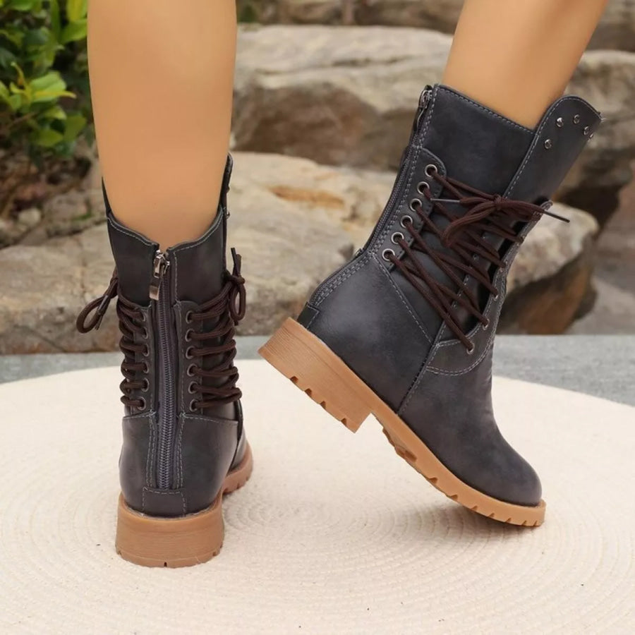 Studded Lace-Up Boots Apparel and Accessories