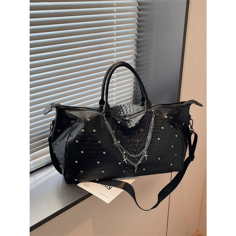 Studded Large Capacity Travel Bag Black / One Size Apparel and Accessories