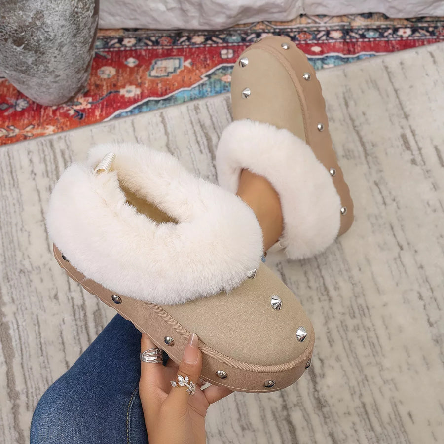 Studded Platform Faux Fur Lined Winter Boots Apparel and Accessories
