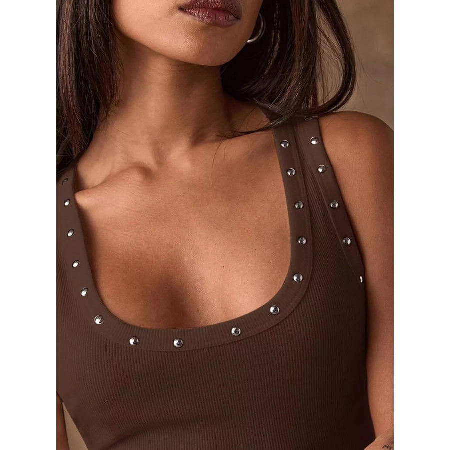 Studded Ribbed Knit Tank Top Apparel and Accessories