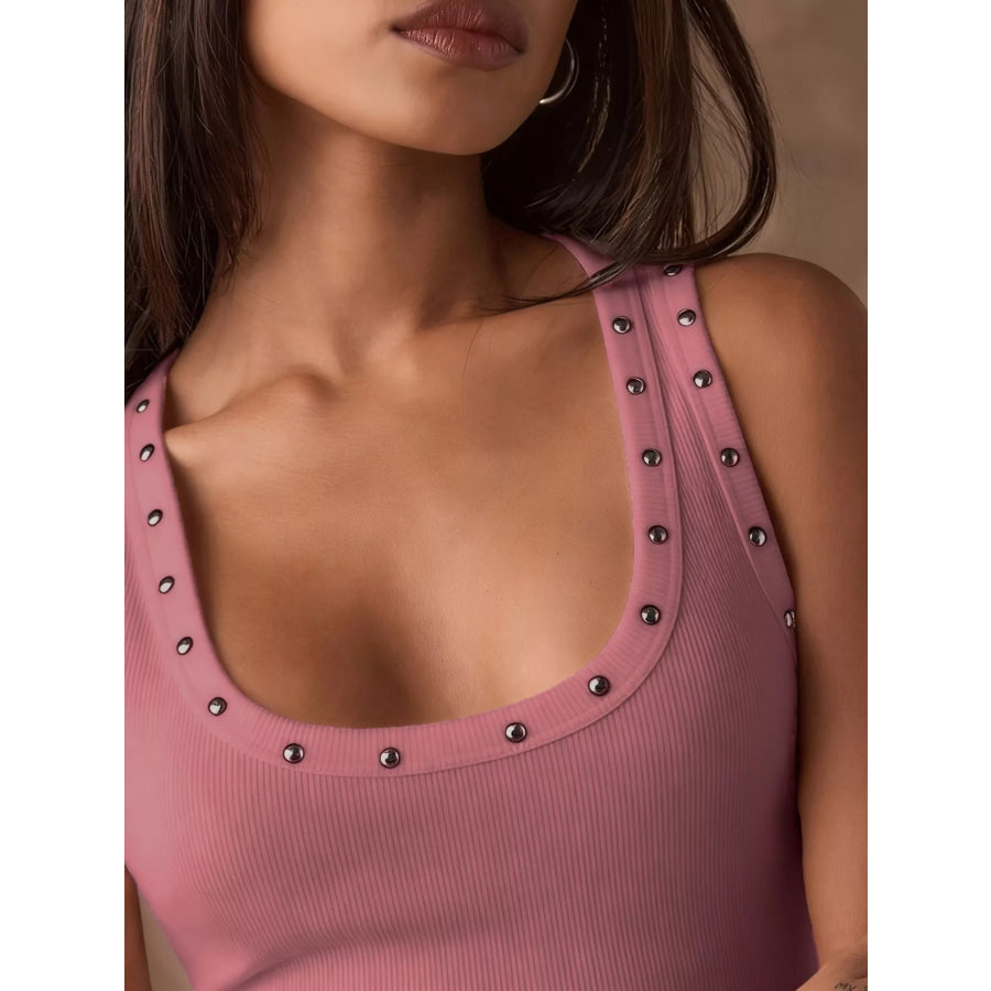 Studded Ribbed Knit Tank Top Apparel and Accessories