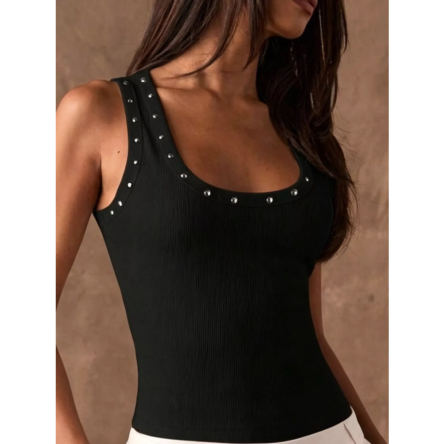 Studded Ribbed Knit Tank Top Apparel and Accessories