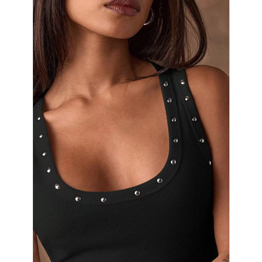 Studded Ribbed Knit Tank Top Apparel and Accessories