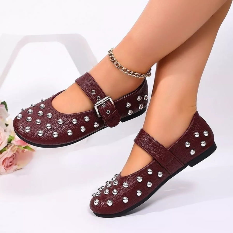 Studded Round Toe Slip-Ons Apparel and Accessories