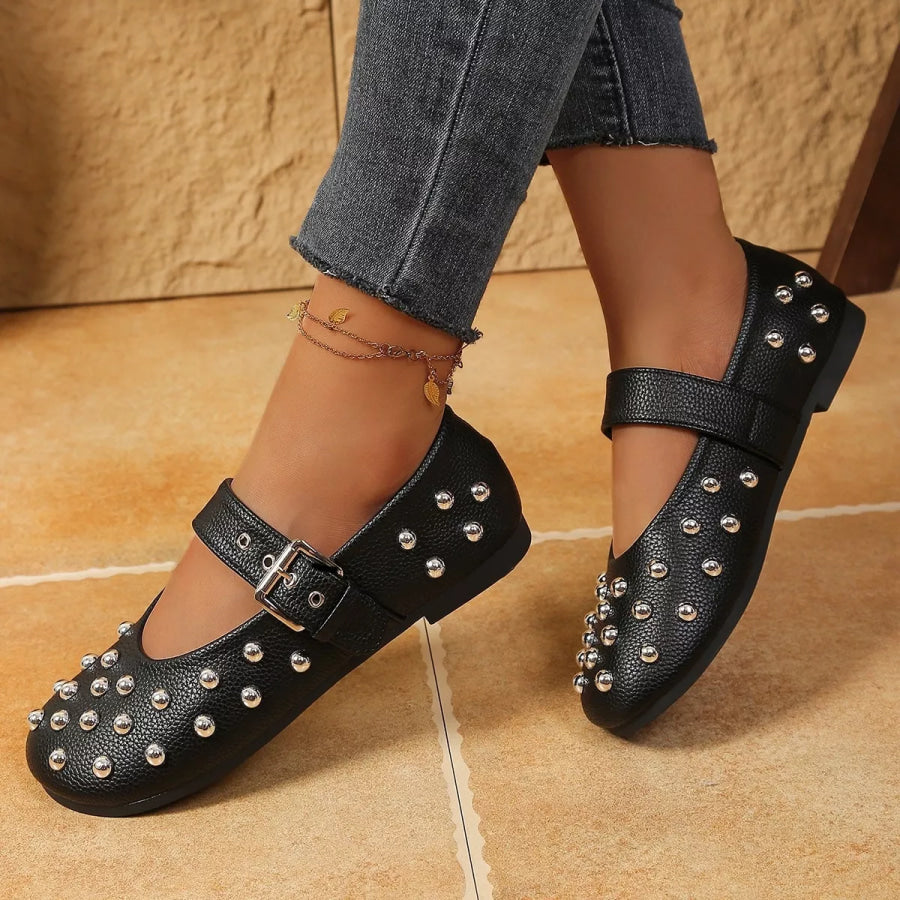 Studded Round Toe Slip-Ons Apparel and Accessories