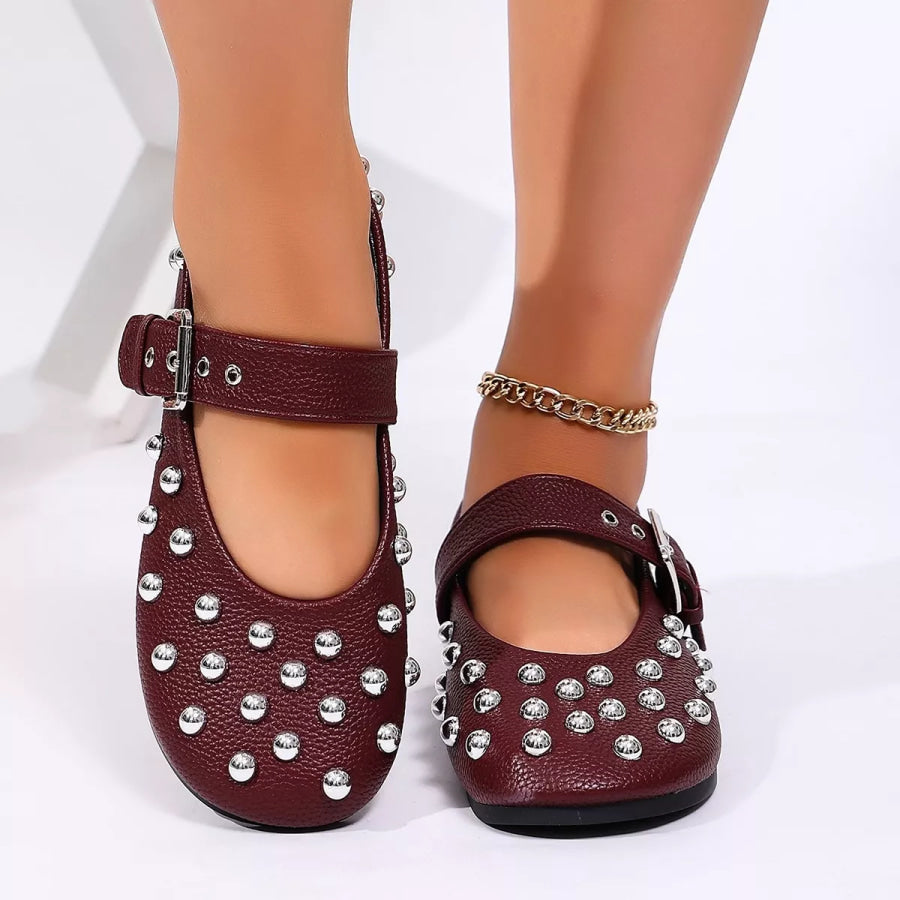 Studded Round Toe Slip-Ons Apparel and Accessories