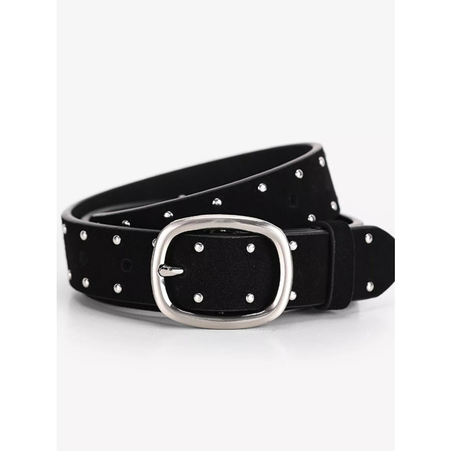 Studded Silver Buckle Belt Black / ONESIZE Apparel and Accessories