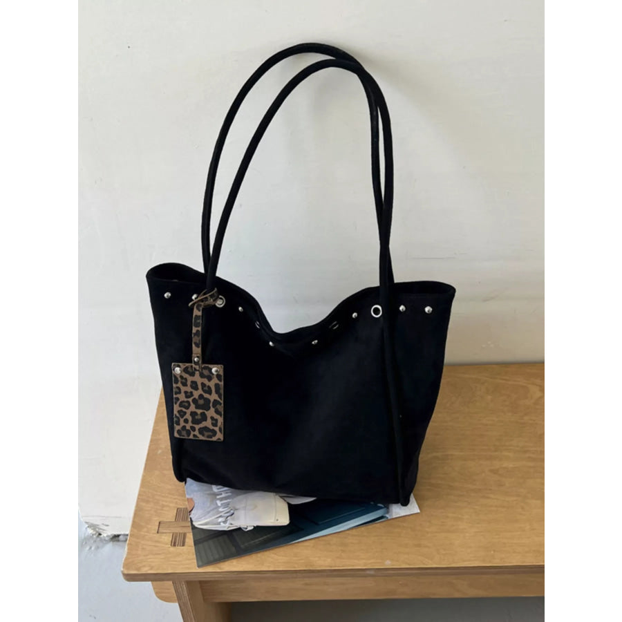 Studded Solid Tote Bag Black / onesize Apparel and Accessories