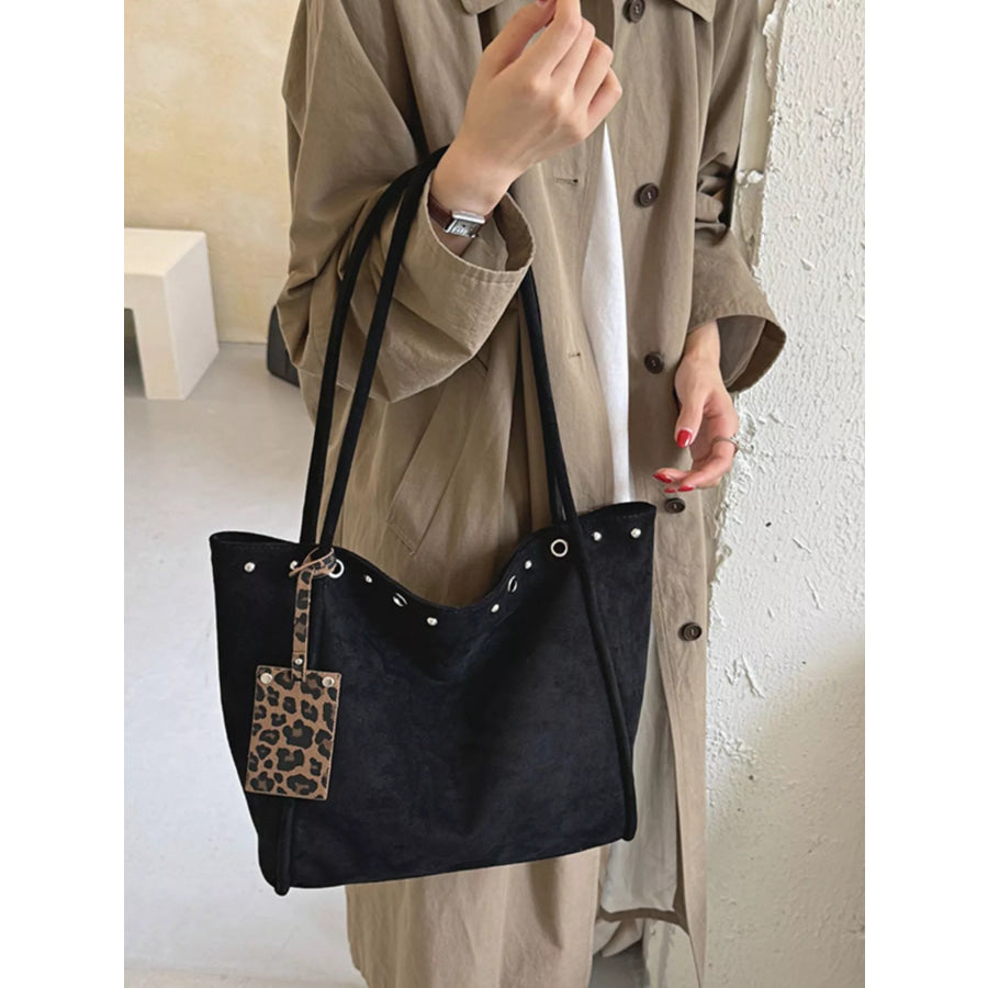 Studded Solid Tote Bag Black / onesize Apparel and Accessories