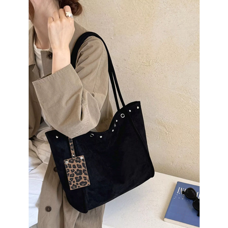 Studded Solid Tote Bag Black / onesize Apparel and Accessories
