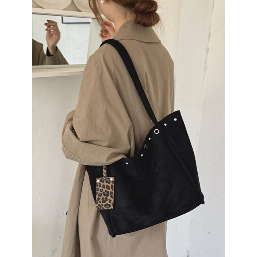 Studded Solid Tote Bag Black / onesize Apparel and Accessories