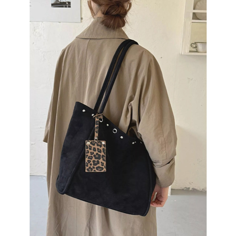 Studded Solid Tote Bag Black / onesize Apparel and Accessories