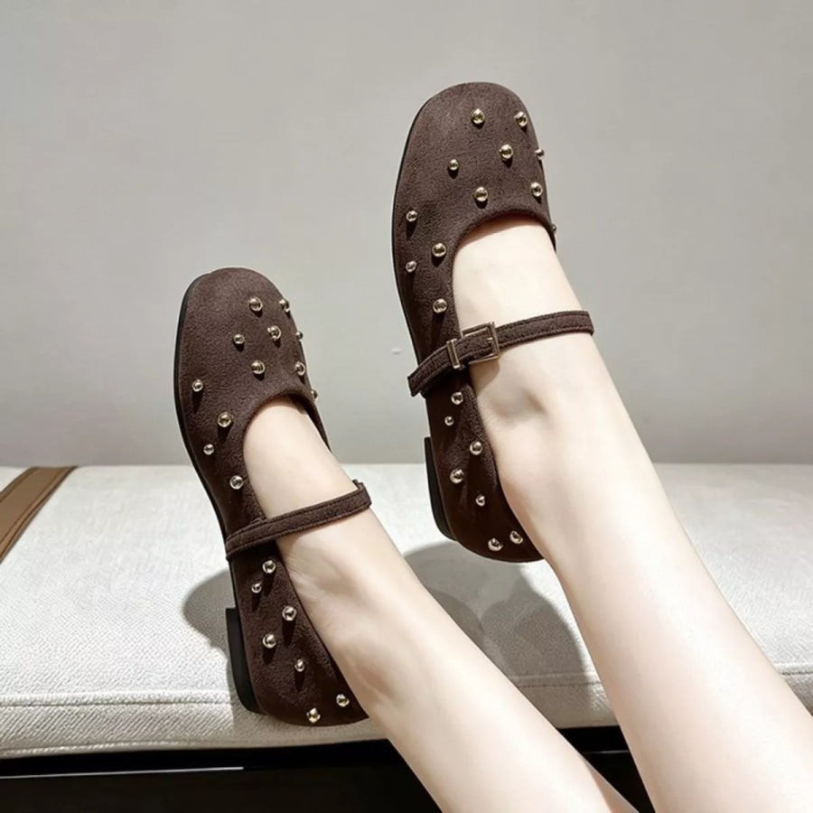 Studded Square Toe Slip-Ons Apparel and Accessories