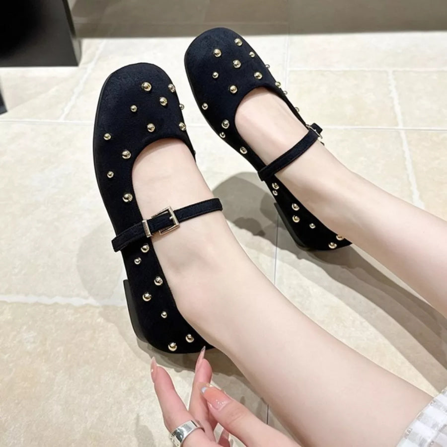 Studded Square Toe Slip-Ons Apparel and Accessories