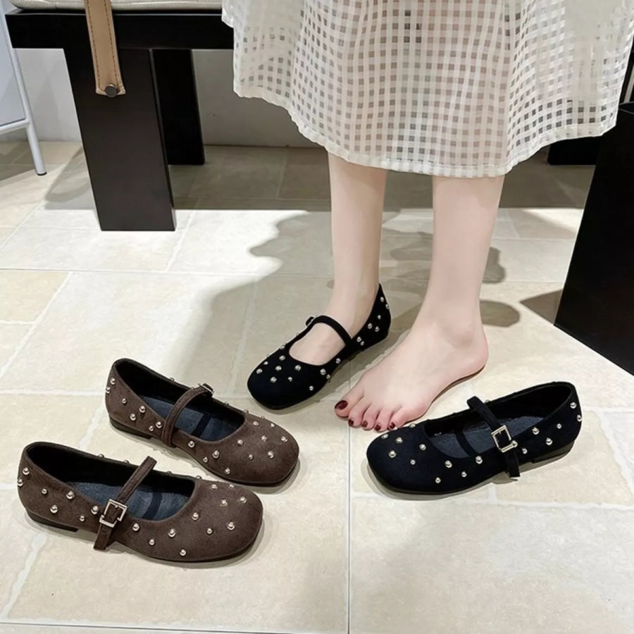 Studded Square Toe Slip-Ons Apparel and Accessories