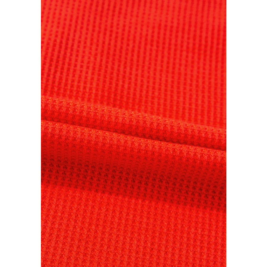 Studded Waffle-Knit V-Neck Long Sleeve Top Apparel and Accessories