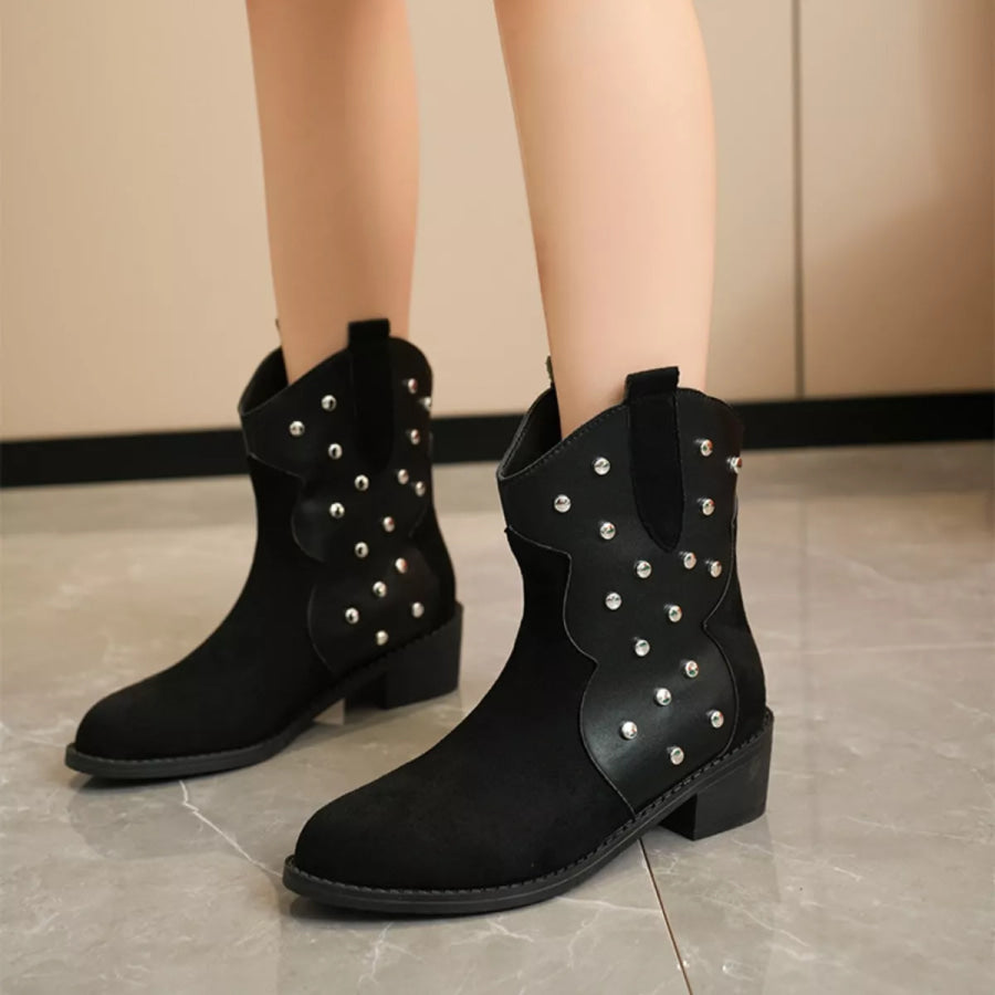 Studded Western Ankle Boots Apparel and Accessories